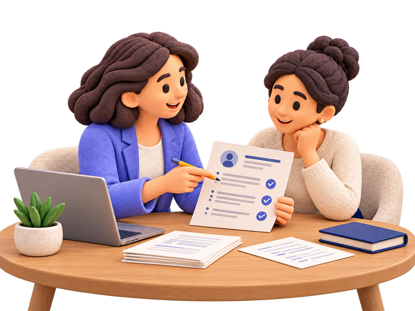 Ilustración de asesoría para revisar y mejorar un currículum