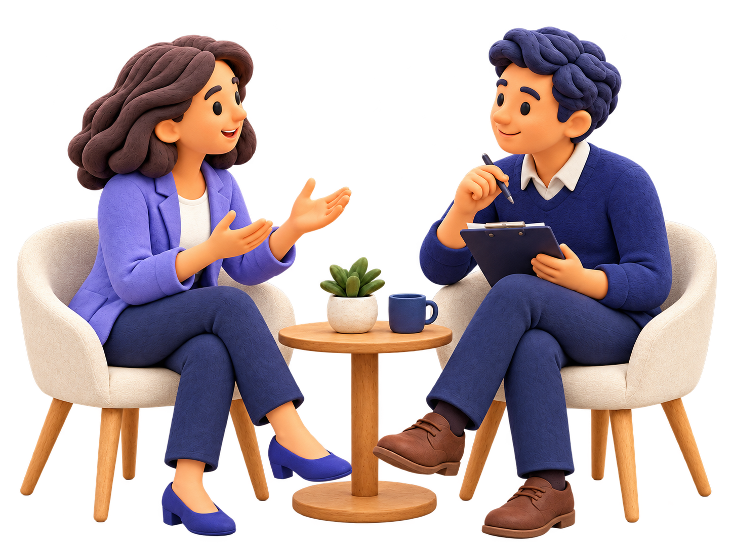 Ilustración de entrevista personalizada y preparación laboral